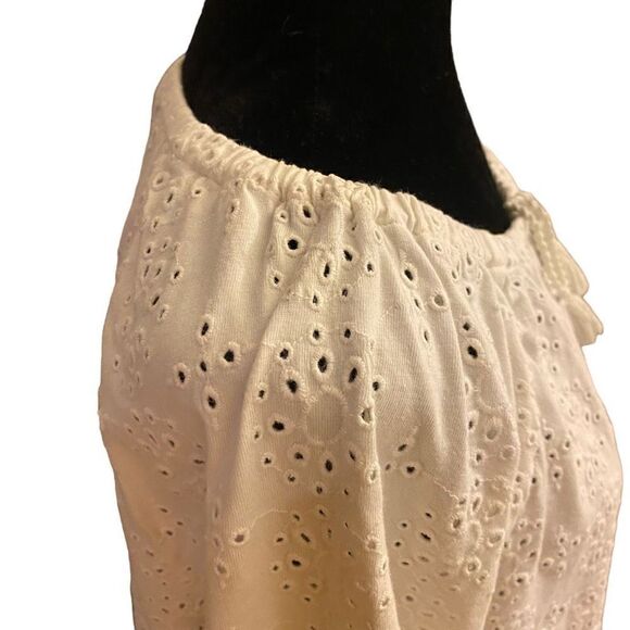 J. Jill White Eyelet Boho Prairie Top with 3/4 Sleeves Size Large - Picture 7 of 13